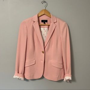 Business Casual Pink Blazer Jacket - Coastal Beach Pattern with Anchors